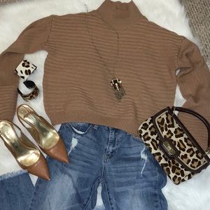 Cropped Sweater in cognac NWOT